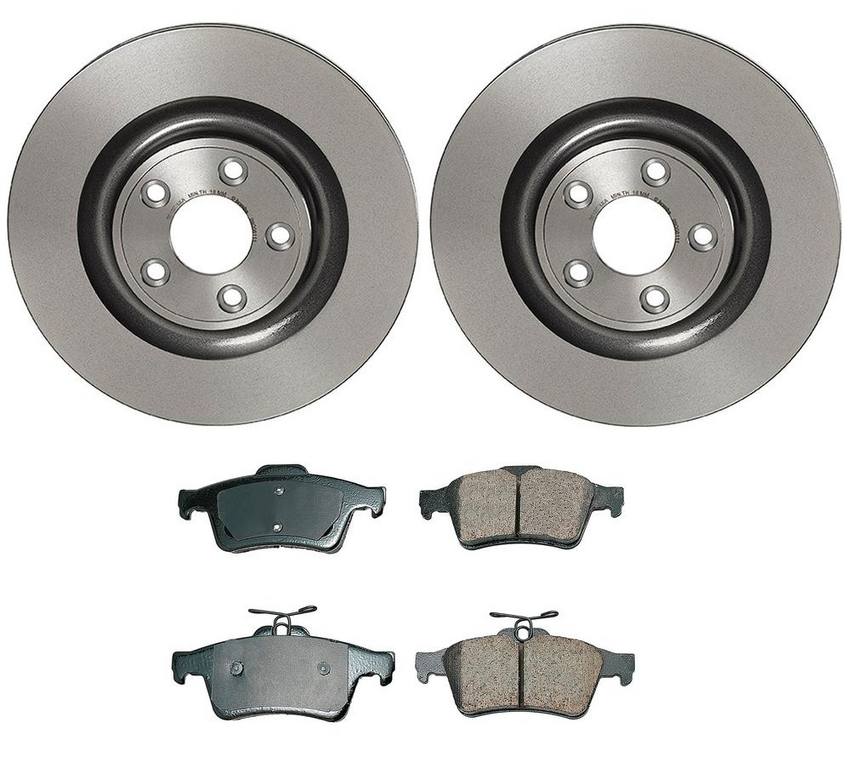 Jaguar Disc Brake Pad and Rotor Kit - Rear (325mm) (Ceramic) (EURO) C2P17595 - Akebono Euro Ultra-Premium 4121358KIT